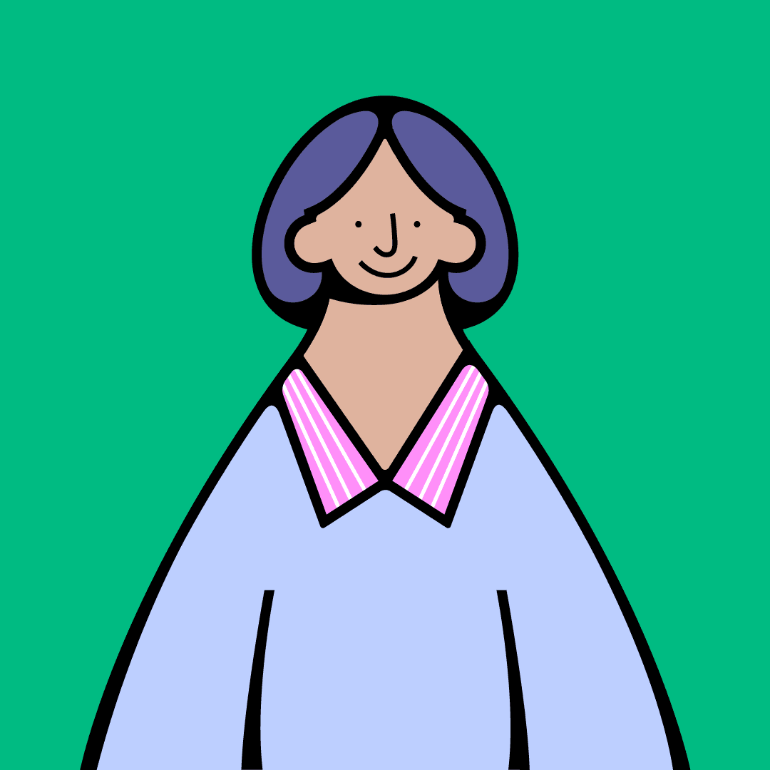 Nostalgie World illustration of a character with blue hair