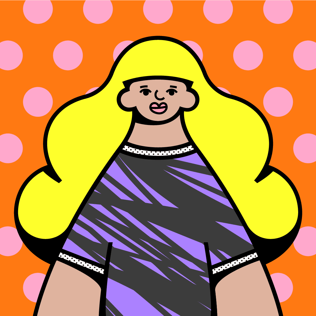 Nostalgie World illustration of a character with camera on purple background