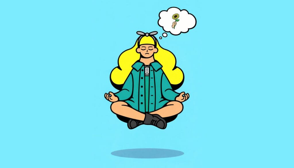 Illustration of a character meditating