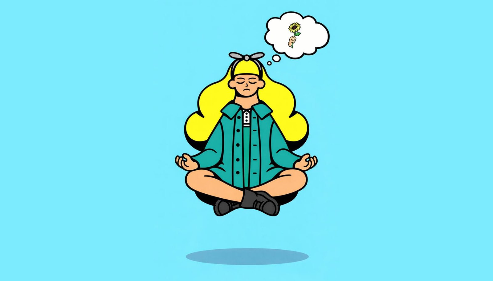 Illustration of a character meditating