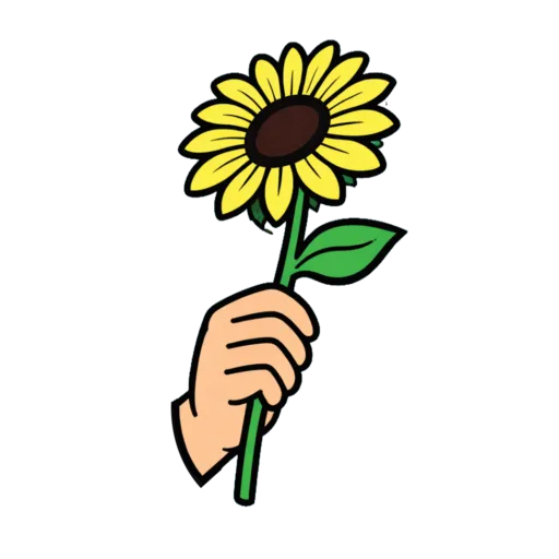 Hand holding a sunflower